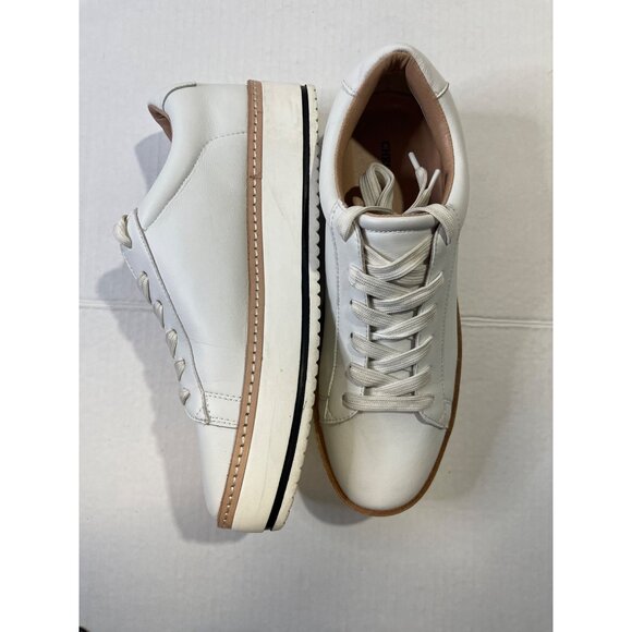 Chelsea & Violet Womens White Leather Platform Sneakers Sz 9 Casual Comfort Lace - Picture 11 of 14